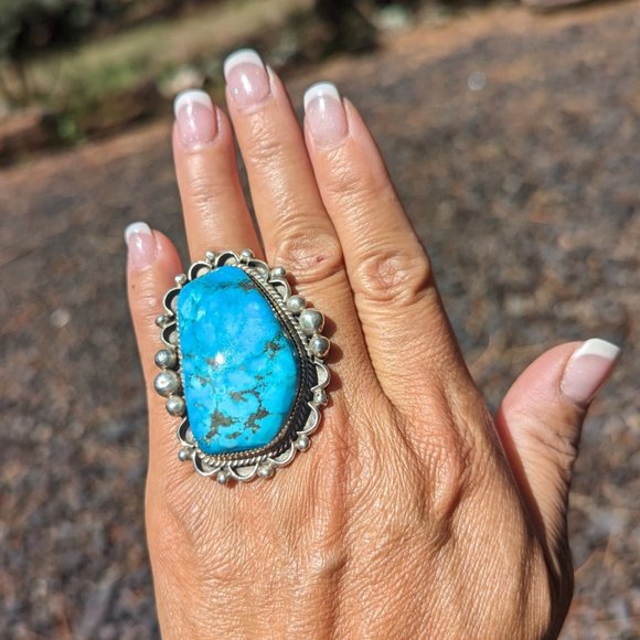 Navajo Native American Ring Women's Turquoise Sterling Silver NA Jewelry - Picture 10 of 10